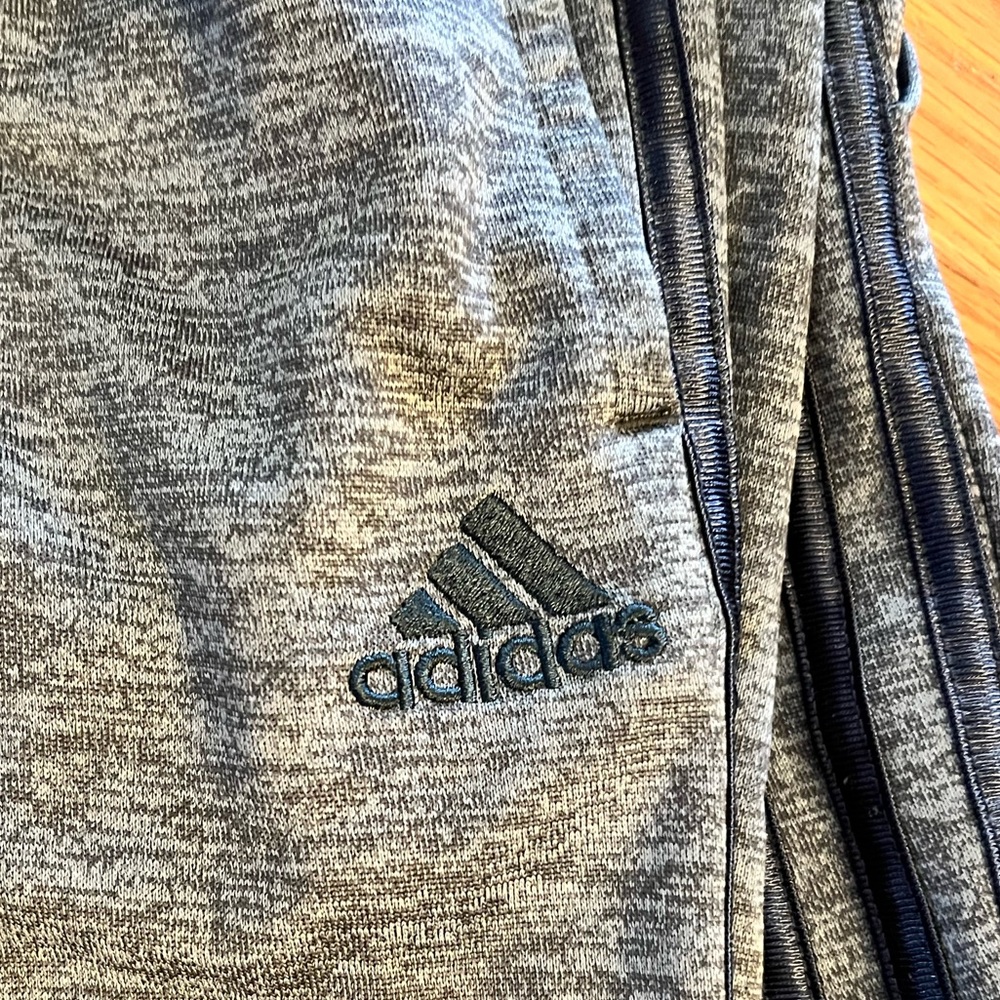 Adidas Heather Gray Joggers with Black 3-Stripe Sides - Picture 2 of 8